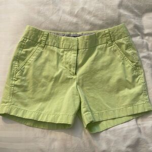 Lime green classic J Crew chino shorts, size 4, short style.